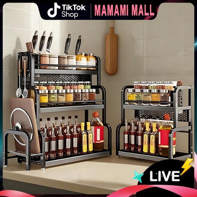 BRAGANZ MMM LIVERak Bumbu Dapur Stainless Steel Rak Botol Bumbu Rak Bumbu Rak Penyimpanan Bumbu Dapu
