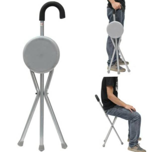 Terlaris Tongkat Duduk / Alat Bantu Jalan Orang Tua / Tongkat Kursi / Kursi Lipat [Ao]