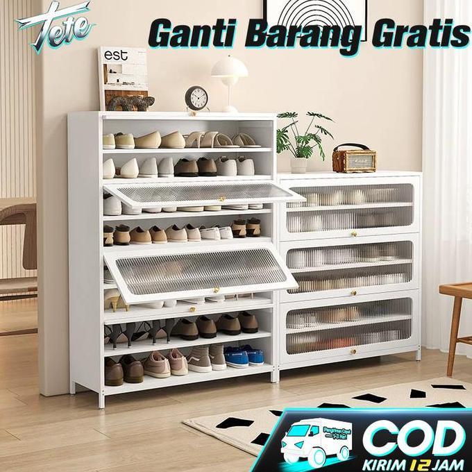 CARADA TETE_1 Baja Rak Sepatu Tertutup Lemari Penyimpanan Multi anti debu Lapis Lemari Sepatu Besar 