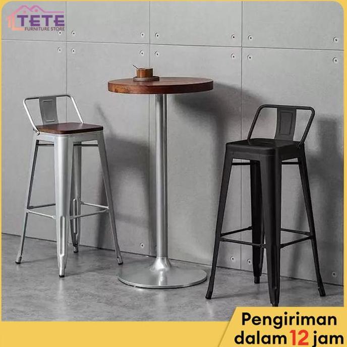 CARADA TETE(TOK)-Kursi Bar Besi Minimalis Tolix Kursi Cafe Persegi Tinggi Pengiriman Surabaya COD Di