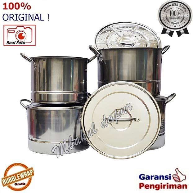 HOT Panci Stainless Tinggi Plus Steamer Panci Liwet Nasi Dandang Kukus  Nasi Stockpot  Stainless