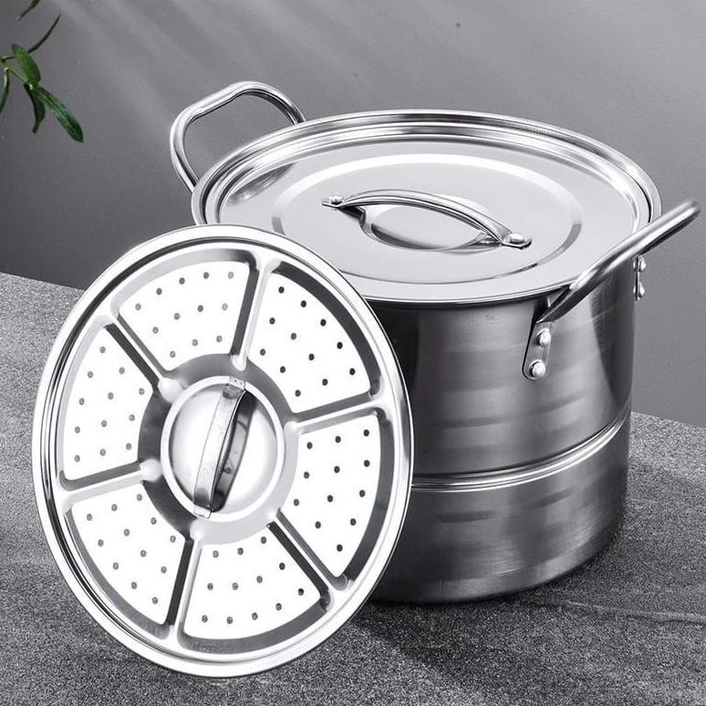 NEW PRODUCT Panci Stainless Steel Tebal Stockpot Dandang Steamer kukusan Panci Stainless Steel Kukus