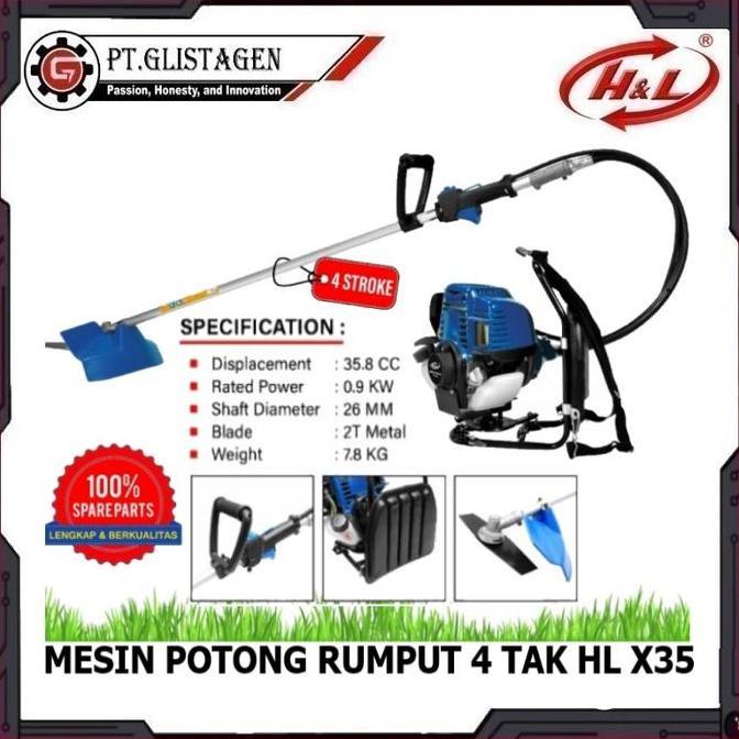 TERMURAH - Mesin Potong Rumput Gendong Brush Cutter 4 Tak Pemotong Rumput HL X35