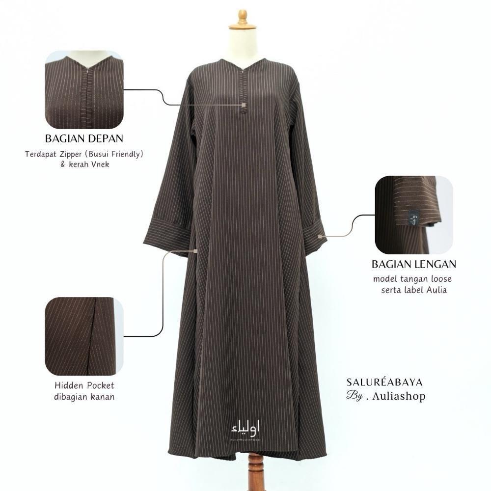 Awet Auliashop - Salur Abaya | Abaya Stripe Semiwool | Abaya Muslim Motif Salur Elegant
