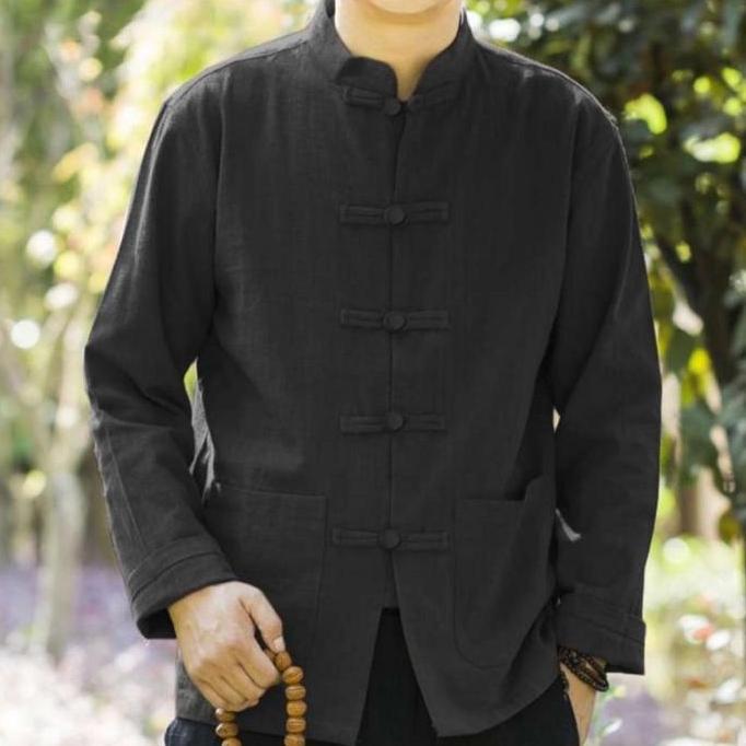 BAJU KOKO CINA KUNGFU IPMAN PRIA DEWASA POLOS KEKINIAN LENGAN PANJANG HM