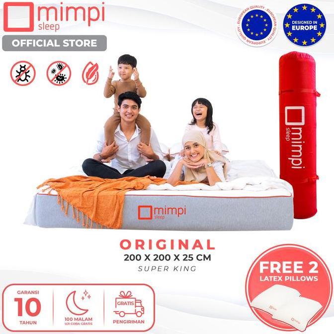 '' MIMPI SLEEP KASUR MIMPI ORIGINAL 200X200X25CM SUPER KING - KASUR LATEX PREMIUM 4 LAPISAN DENGAN 2