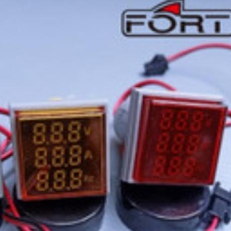 Fort Lampu Indikator Panel Volt Ampere Hz 22mm 220VAC Kotak AD116-22DSAVH Pilot Lamp pengukuran Volt