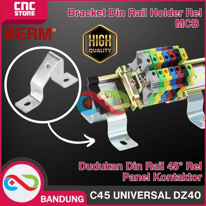 SPORTOV Bracket Din Rail Holder Rel MCB Dudukan Din Rail 45 Derajat Rel Panel Kontaktor C45 UNIVERSA