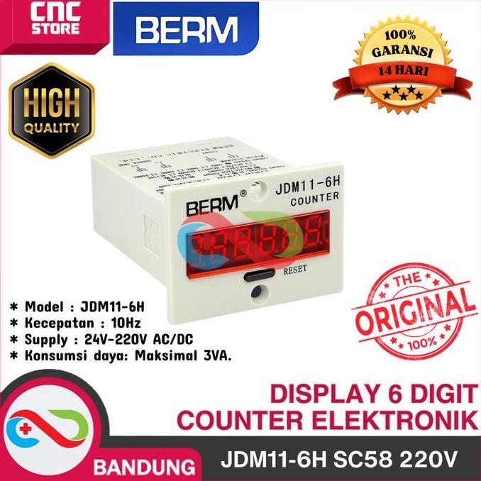 SPORTOV JDM11-6H JDM11 6H 220V DISPLAY 6 DIGIT COUNTER ELEKTRONIK SC58