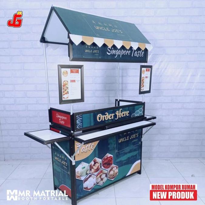 Terlaris Booth Portable Atap Rumah Komplit Kompor Tulang Hitam Gerobak Jualan Meja Lipat Gerobak Dor