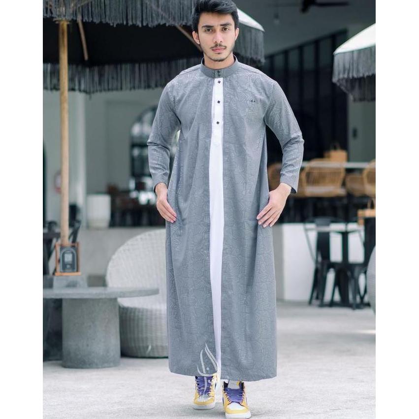 Jubah Pria Gamis Pria Jubah Muslim Jubah Gamis alfaan rompi lengan non manset jubah Alzan Kancing Pa