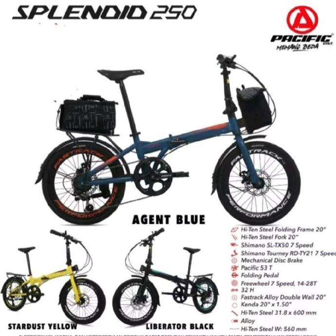 Terlaris Sepeda Lipat Pacific Splendid 250 20 Inch Shimano 7Sp New Promo