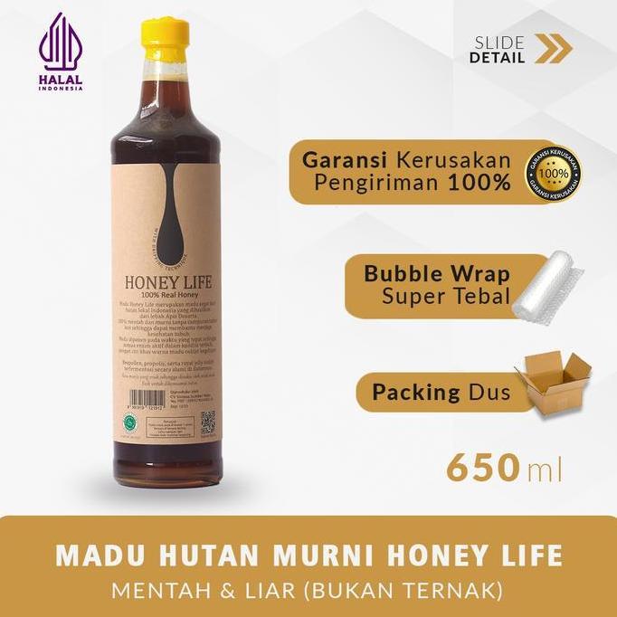 Honey Life Madu Asli Hutan Suku Baduy 650ml - Madu Murni Mentah & Liar Bukan Ternak - Halal MUI - Ba