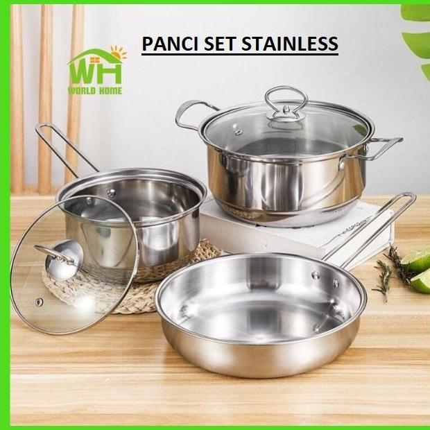 Panci Kukus kompor induksi Steamer Wajan Teflon Dandang 3 PSC GARANSI BS