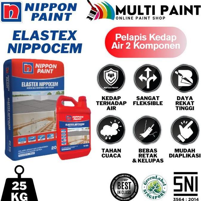 NIPPON PAINT ELASTEX NIPPOCEM SET 25KG SET PELAPIS WATEROFING SETARA SIKA TOP 107