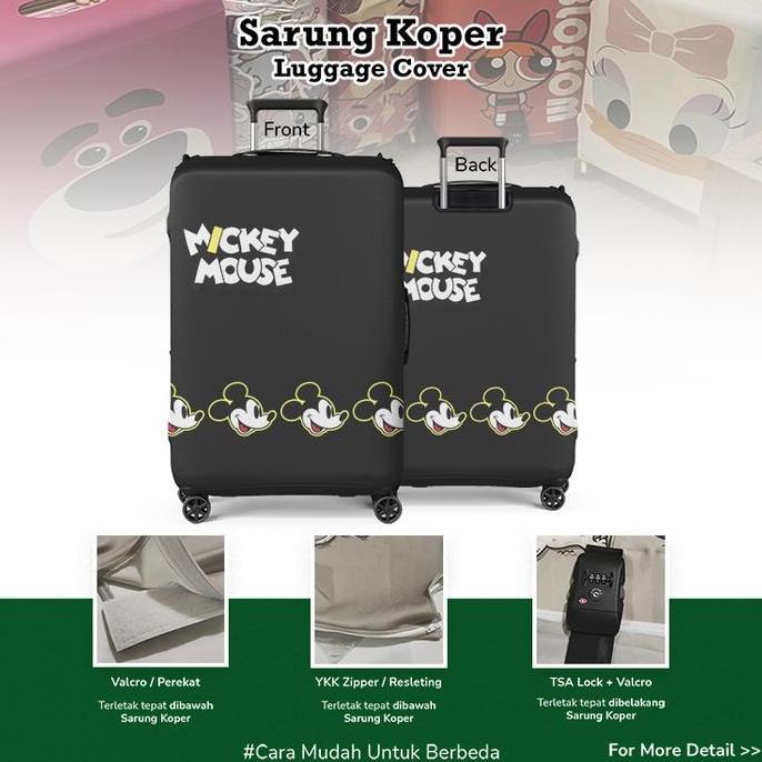 DISNEY MICKEY MOUSE 09 - SARUNG KOPER LUGGAGE COVER 20-32 INCH BAHAN AGLATEX OEKO-TEX DENGAN PILIHAN