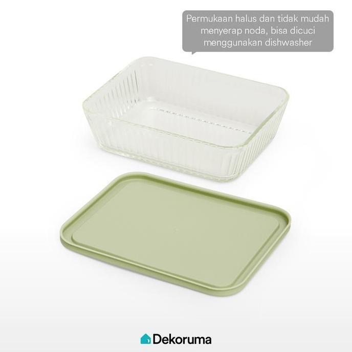 Dekoruma YUKATA Piring Oven Saji Kaca / Kaca Pirex / Piring Kaca Tahan Panas - 1400 ml dengan Tutup 