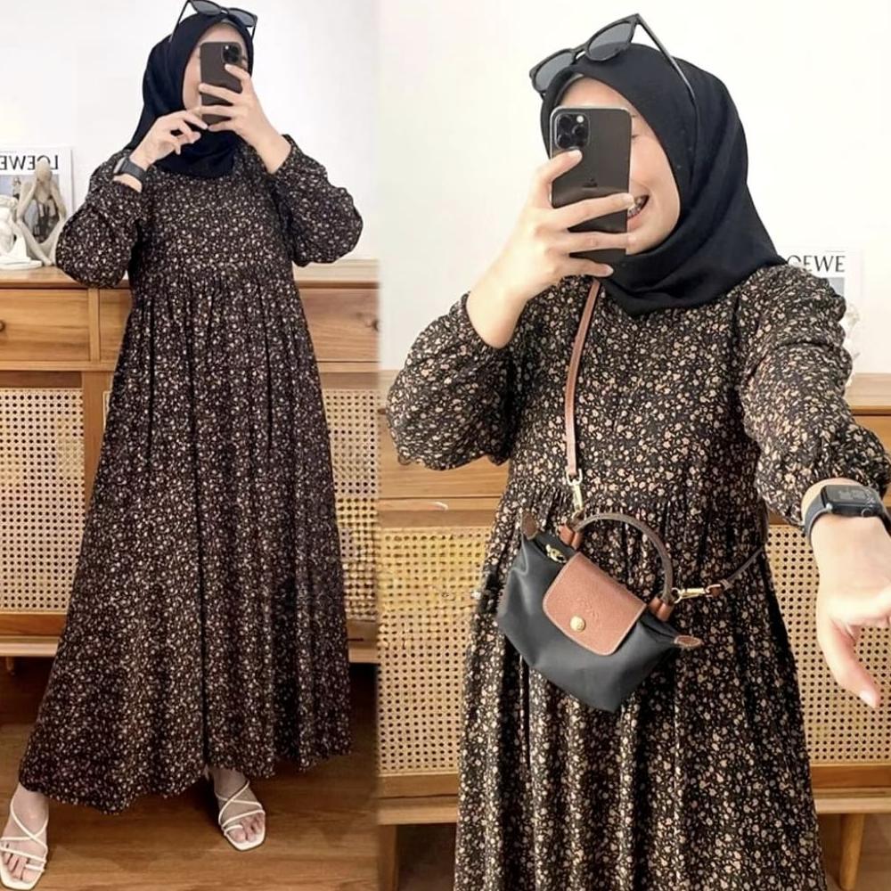100% AMAN MIDI DRES RAYON PREMIUM/GAMIS RAYON JUMBO GAMIS BUMIL GAMIS BUSUI