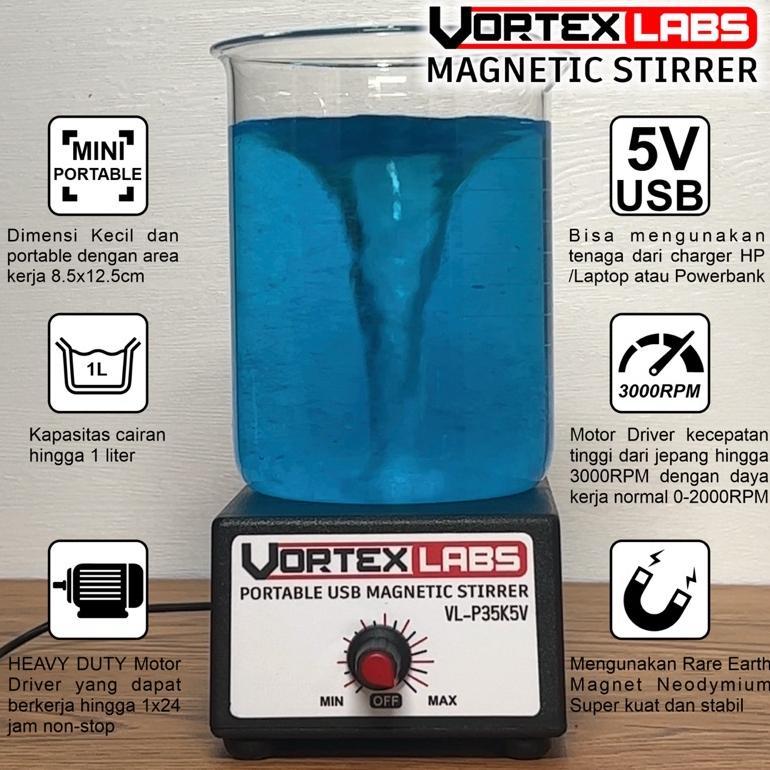 Ready VORTEXLAB Magnetic Stirrer Portable Magnetic Mixer Vortex Mixer pengaduk Cairan Lab - Essentia