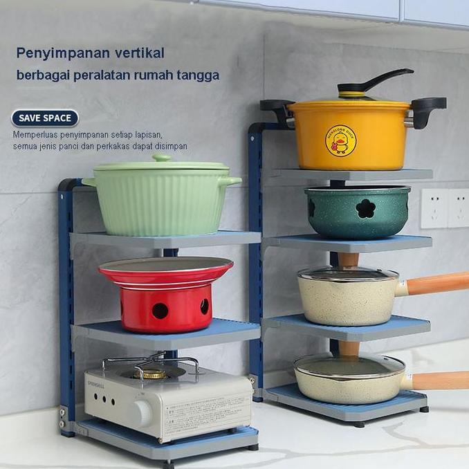 KIAMU Rak panci bawah Wastafel susun Rak dapur Rak wajan Talenan Minimalis