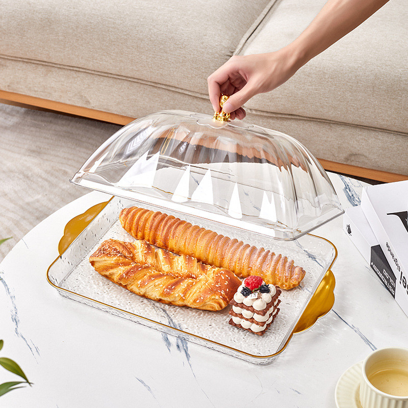 Nampan Tray Food Tray Transparan Aesthetic Dengan Tutup Wadah Makanan