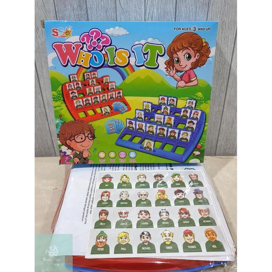 Mainan Keluarga Board Game Who Is It Tebak Gambar Orang Kartu Kotak Games