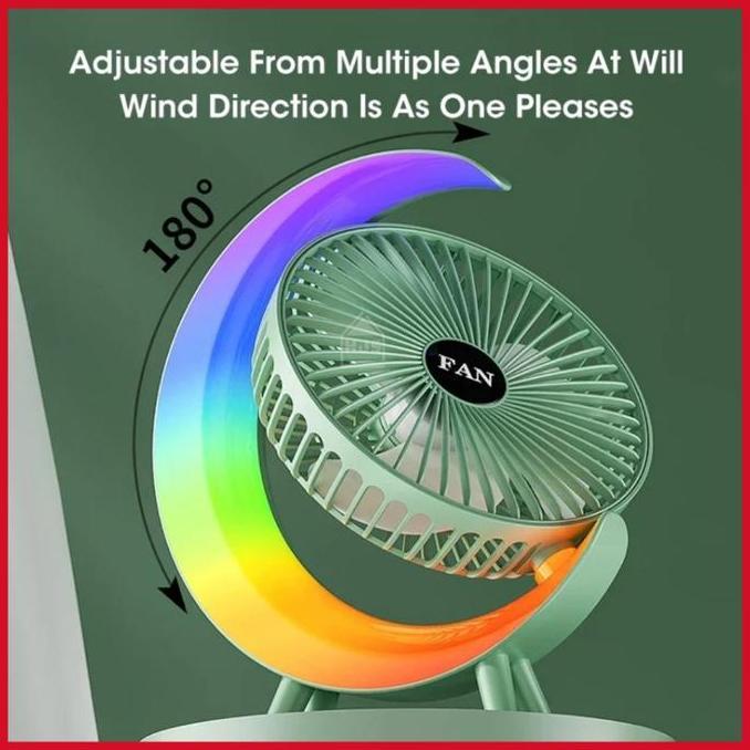KIAMU [HJS] Kipas Angin Desktop Fan / Colorful Fan / Kipas Meja Lampu Led Portable Multifungsi 2 in 