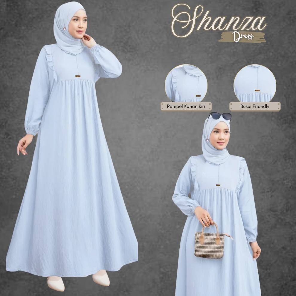 terbaru gamis shanza rempel dada crinkle airflow premium jumbo ld 120