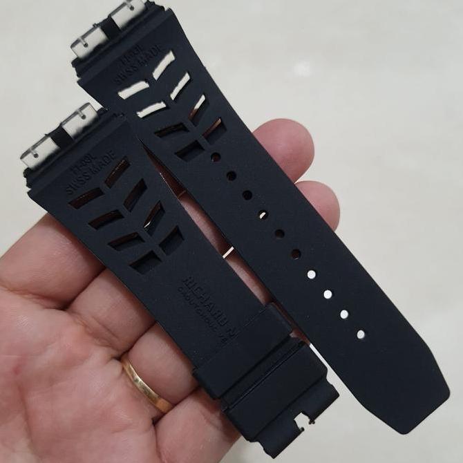 Tali karet strap rubber Kanvas jam tangan RM Pria warna Hitam / Merah murah
