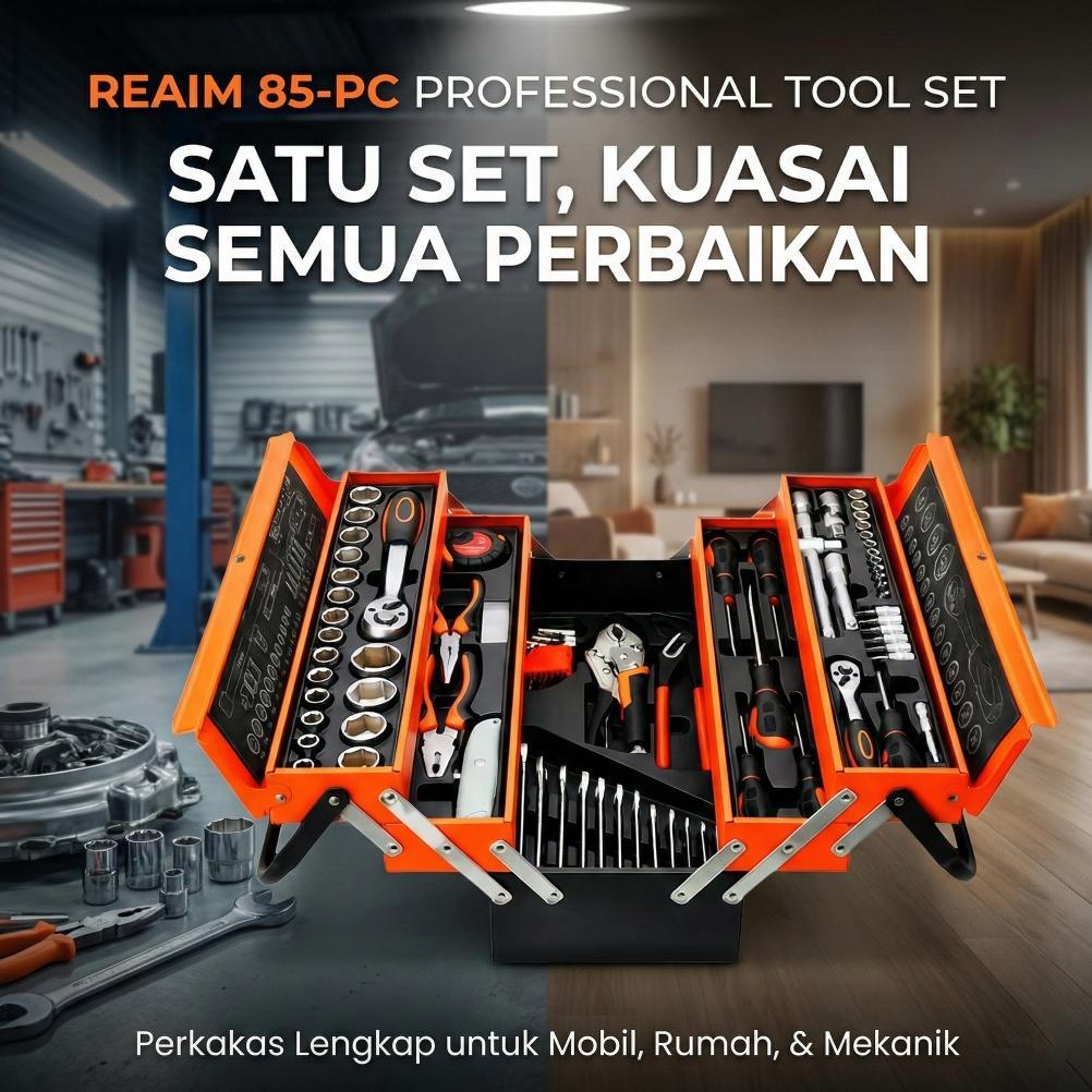 BEST SELLER REAIM TOOL KIT 85PCSKUNCI SET LENGKAP TOOL BOX SET LENGKAP TOOL BOX KUNCI SHOCK SET ALAT