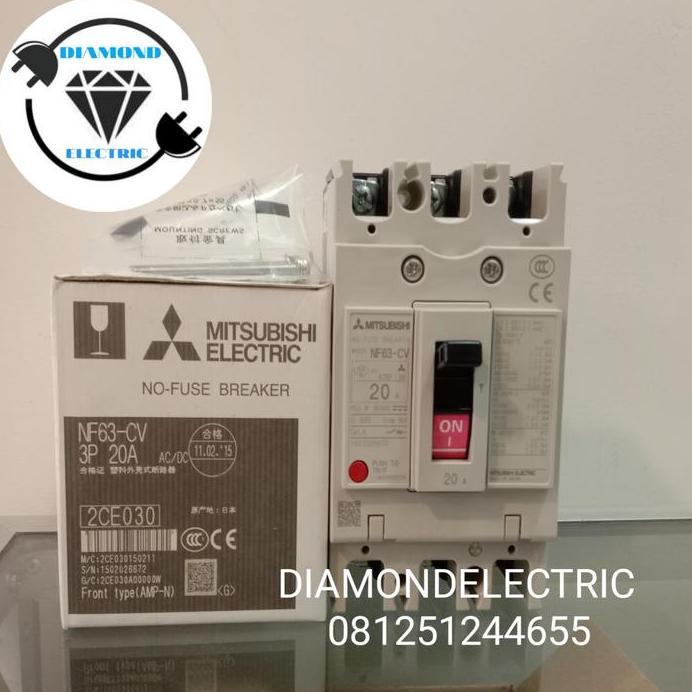 Ready MCCB BREAKER NFB NF63-CV 3P 20A MITSUBISHI ELECTRIC / NF63 CV 3P 20A