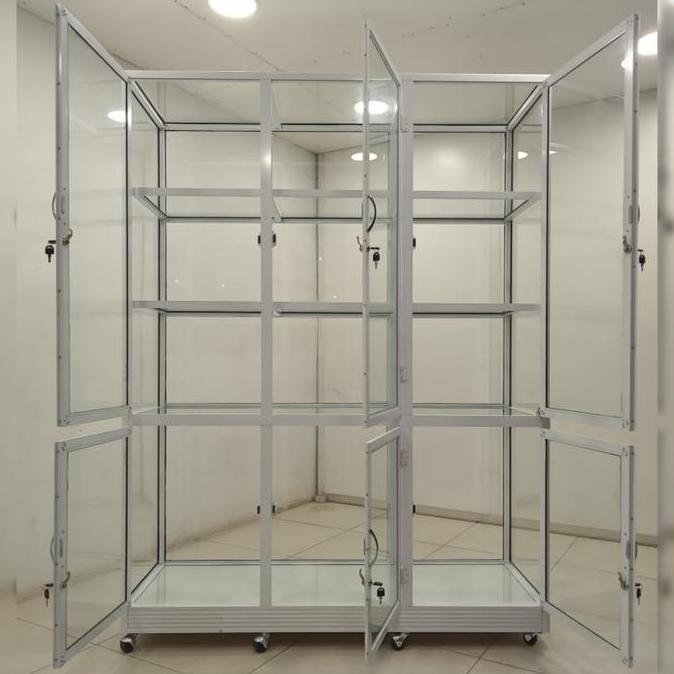 FYP TC ALUMINIUM LE768 150X45X200 S B W LEMARI PREMIUM RAK 5 SUSUN SERBAGUNA ALUMINUM TEBAL ETALASE 