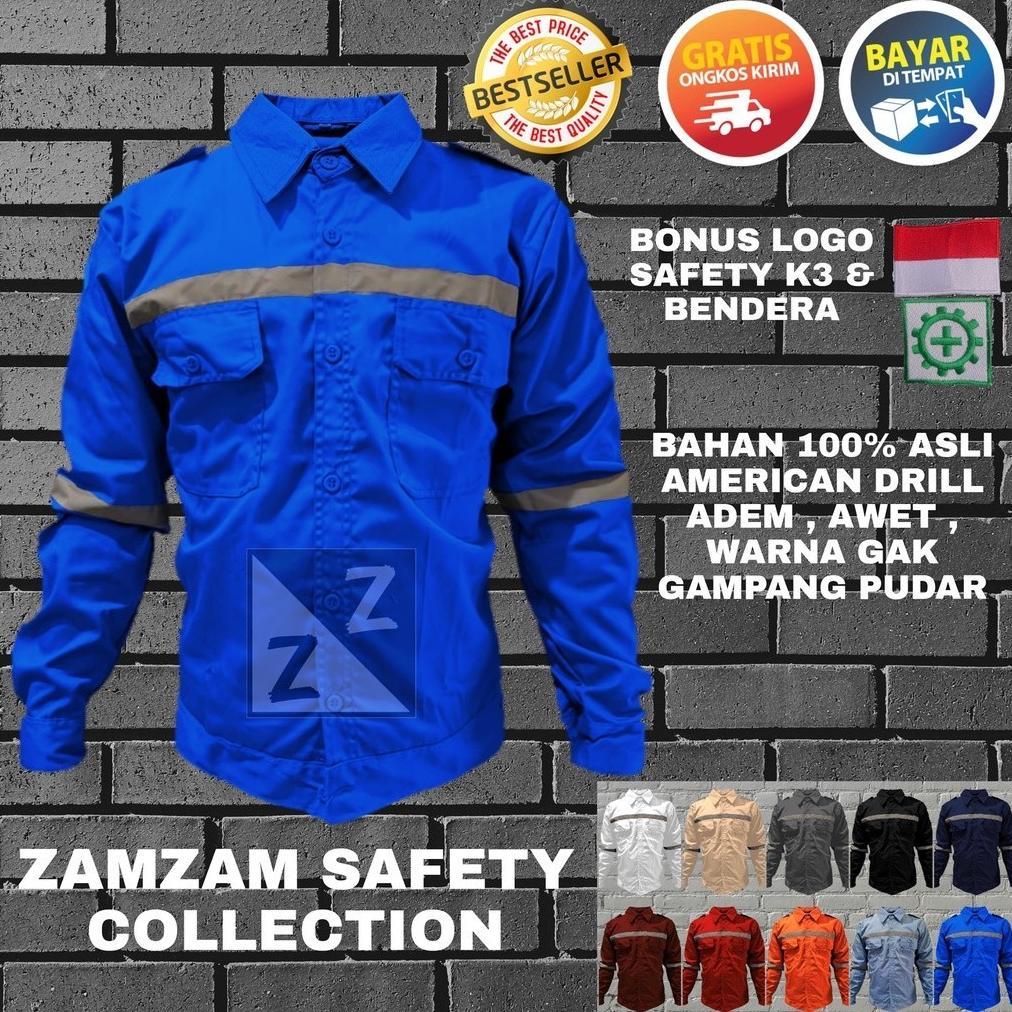 BEST SELLER KEMEJA SAFETY PANJANG BAJU SAFETY KATELPAK WERPAK KEMEJA SERAGAM SAFETY KERJA TEHNIK LAP