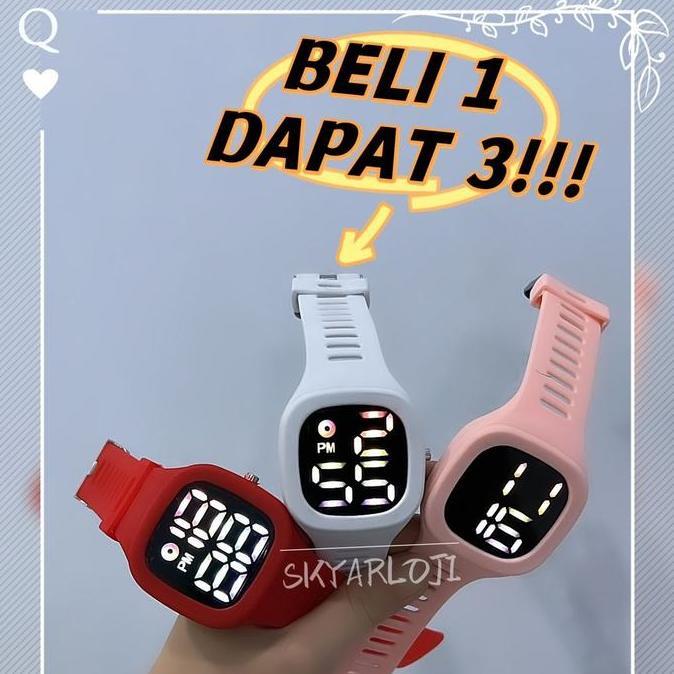 DI22 - [BELI 1 JAM DIKIRIM 3 JAM] JAM TANGAN PRIA WANITA DIGITAL LED RUBBER PREMIUM ANTI AIR KOTAK