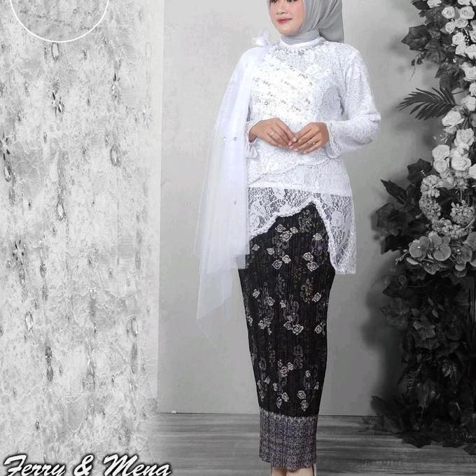 DB194 >> Setelan Kebaya Selendang brokat Payet / Kebaya selena Wisuda Lamaran Wanita Pesta Panjang K