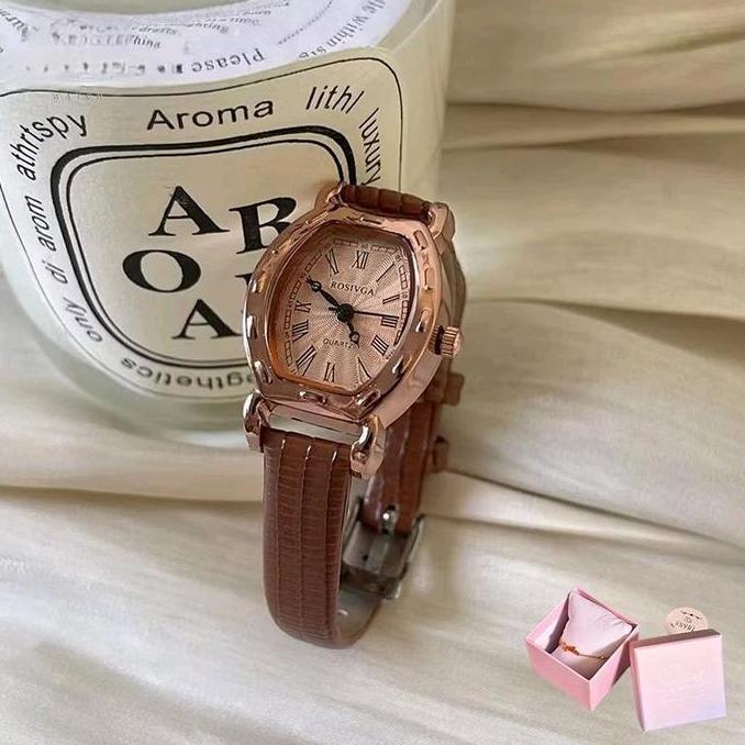 DV2 >> Jam Tangan Wanita Strap Kulit Croco Ulzzang dengan Casing Stainless Steel - Kokoh dan Elegan 