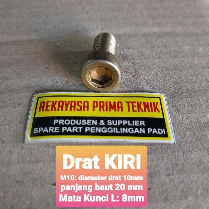 Baut L DRAT KIRI M10 panjang 20 mm ( 2 cm ) Sekrup  saja  TANPA MUR