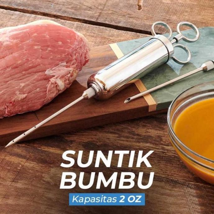 GOMOZSHOP Suntik Injector Dapur Masak Bumbu Daging Kalkun Ayam Stainless Steel