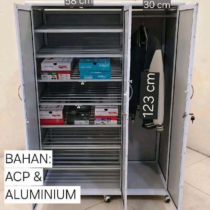 * TC ALUMINIUM LS66 ACP 100X50X143 S B W LEMARI RAK SEPATU 8 SUSUN - GANTUNG HANGER PAKAIAN JAKET KA
