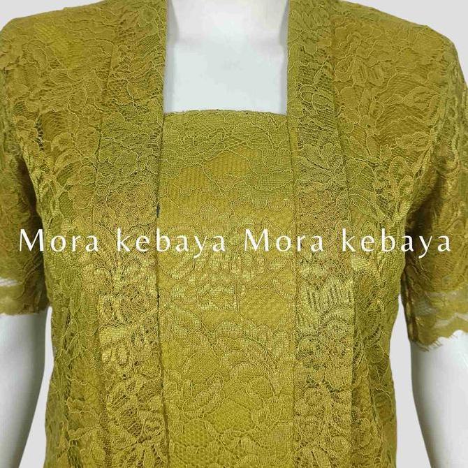 DS197 - kebaya kutubaru lengan pendek bahan  brokat cornelly non  glitter