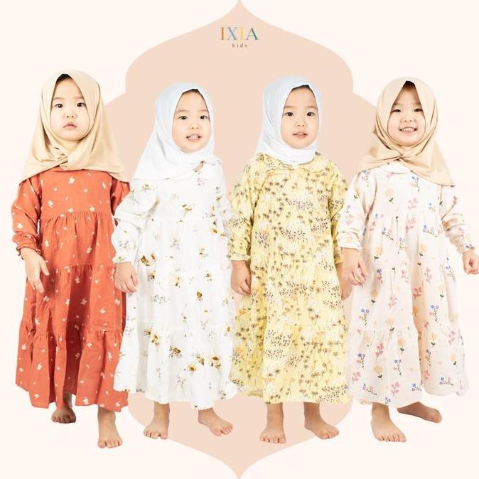 [ Ixia Kids ] Nara Dress / Baju Dress Gamis Anak Perempuan 1-8 Tahun Termurah