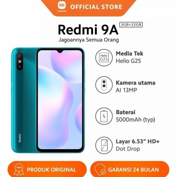 Xiaomi Redmi 9A Ram 3/32 GB | Layar 6.53 Batre 5000 mAh Garansi Resmi