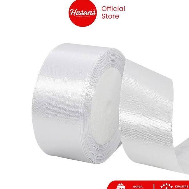 1 Roll Pita Satin Polos Putih 3 Inch Pita Kain Putih 7.6 Cm Pita Kado Hadiah Pita Satin Merk Ps641 3