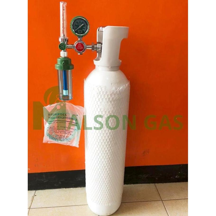 TERBARU - Tabung Baru Oksigen 1,5m3 Isi Oksigen + Regulator Oksigen Pernafasan