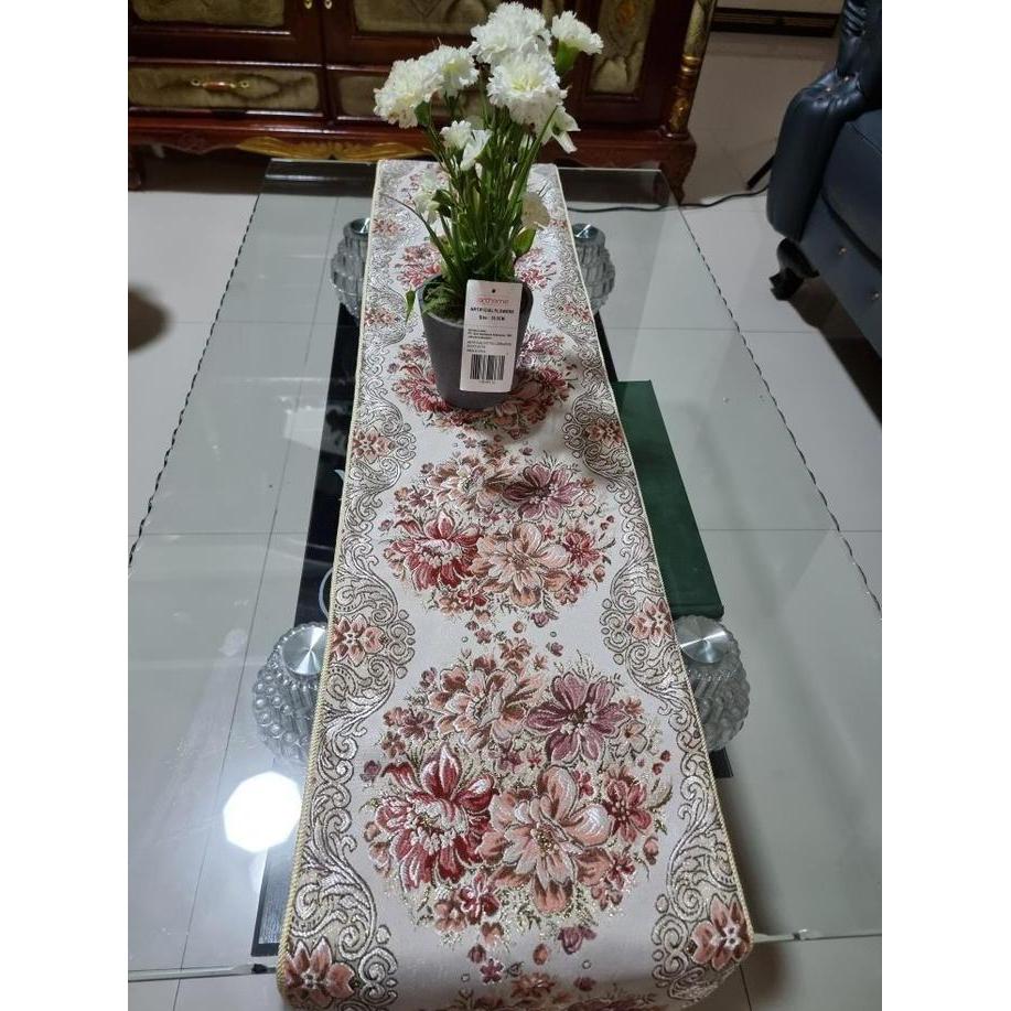 Promo Table Runner Belgi Taplak Meja Buffet Panjang Mewah Gold Cantik Minimalis 150 180 210 250 270 
