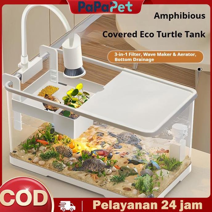 Gajian SaleAkuarium Kura-kura Akuarium Kura-kura Kecil Akuarium Kepiting untuk Ruang Tamu Akuarium F