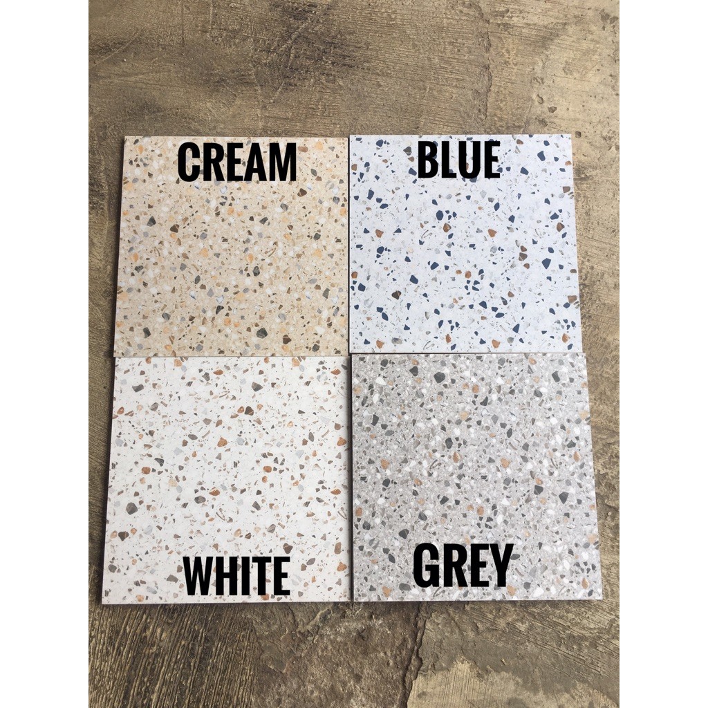 KERAMIK 50X50 TERASO mirip HABITAT CUTTING PUTIH CREAM / pixie / white terazzo traso grey bintik cre