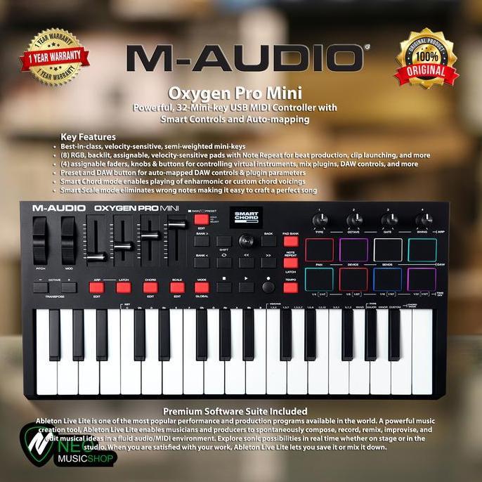 M-Audio Oxygen Pro Mini 32-Mini-key USB MIDI Controller Smart Control