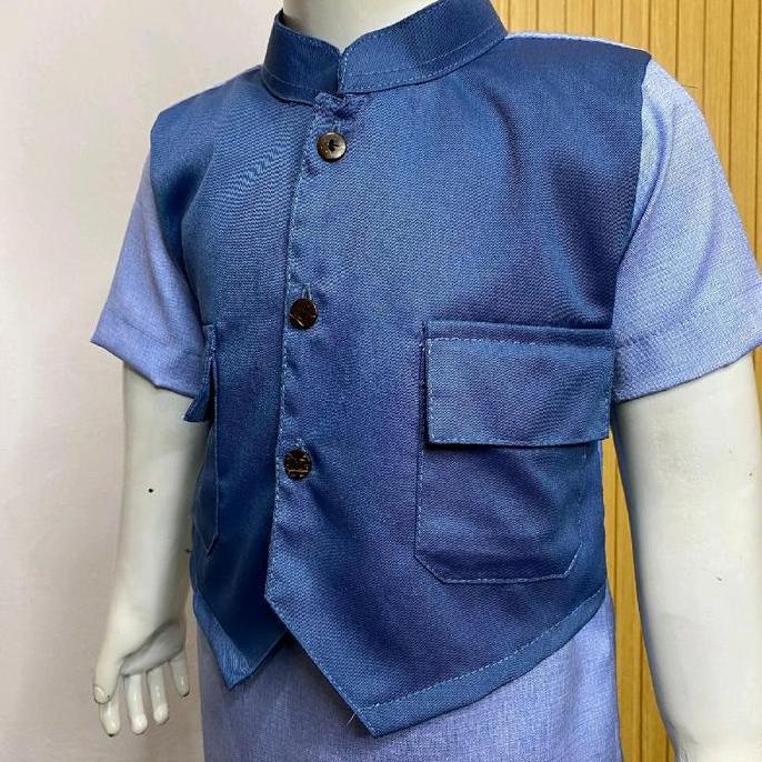 Setelan koko anak laki laki/Baju muslim anak/Oneset  Katun kurta rompi hafiz