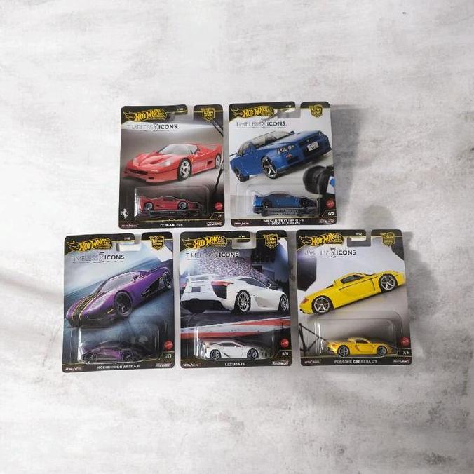 Hot Wheels Premium Timeless Icons Set (Isi 5 Pcs) Ferrari F50, Nissan Skyline GT-R V-Spec II ( BNR34